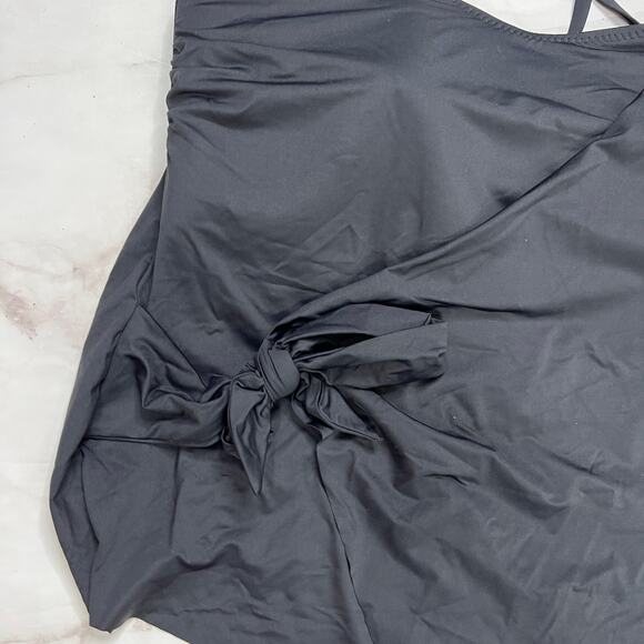 Becca ETC Asymmetrical Wrap Tankini Top Size 3X (22-24) Black New Swim - Picture 3 of 5